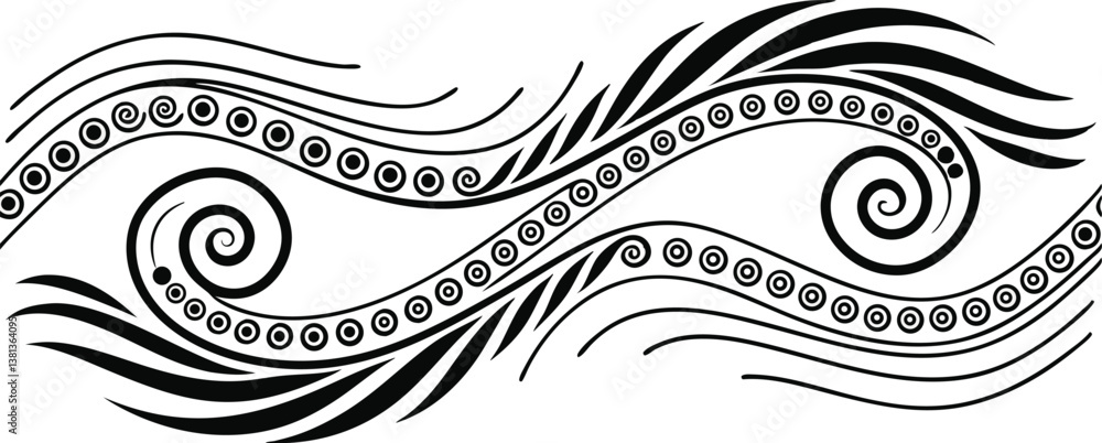 Abstract Wavy Line Pattern in Black and White Abstract Wavy Line Pattern in Black and White