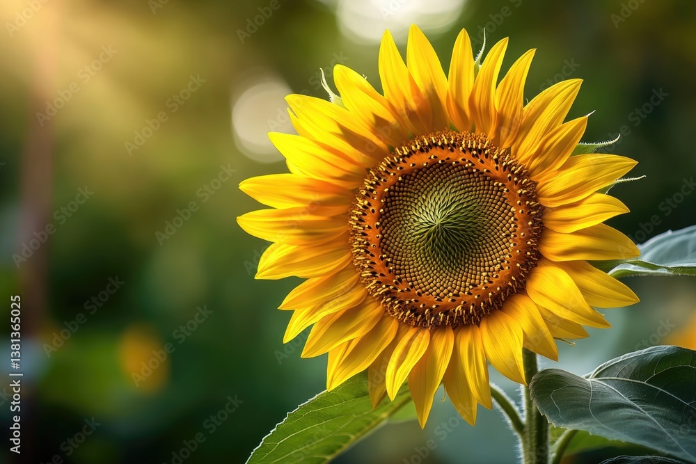 A vibrant sunflower basks in sunlight, its golden petals radiating warmth and beauty against a soft green background. A vibrant sunflower basks in sunlight, its golden petals radiating warmth and beauty against a soft green background.