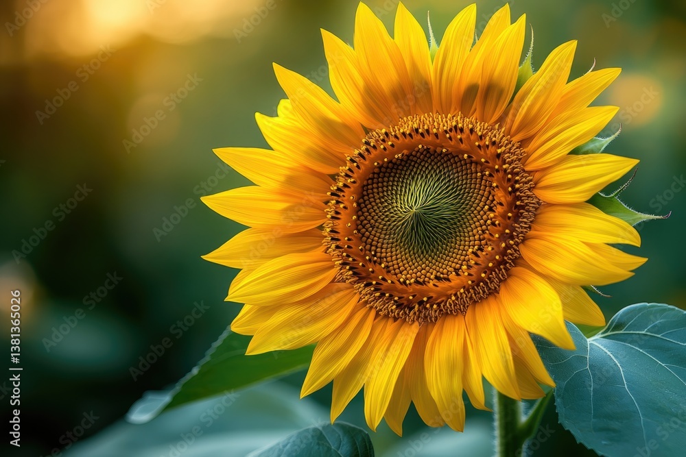 Fototapeta premium A vibrant sunflower basks in the warm sunlight, its golden petals radiating joy and natural beauty.