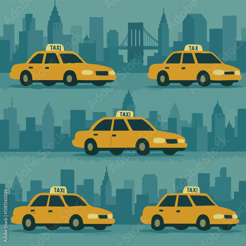 Taxi Cab in New York City Print Design in Vector