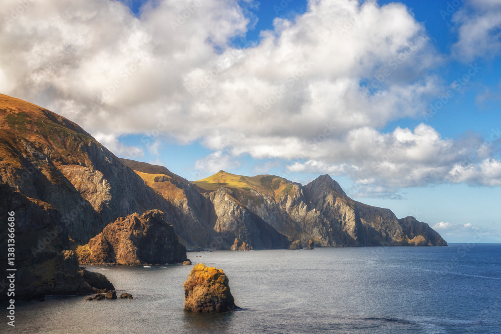 Cape End of the World in autumn, Shikotan, South Kuriles