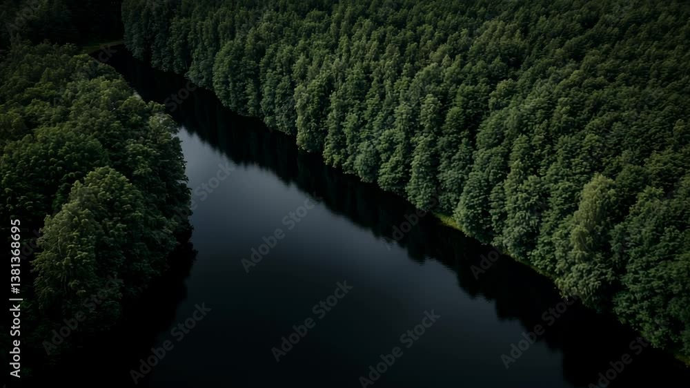 A peaceful river meanders through a dense forest, surrounded by vibrant greenery and reflecting the calm atmosphere of nature. A peaceful river meanders through a dense forest, surrounded by vibrant greenery and reflecting the calm atmosphere of nature.