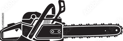 Chain Saw silhouette vector illustration isolated On Transparent Background