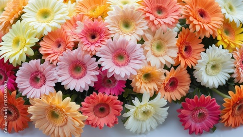 Wallpaper Mural multicolored gerbera on a white background Torontodigital.ca