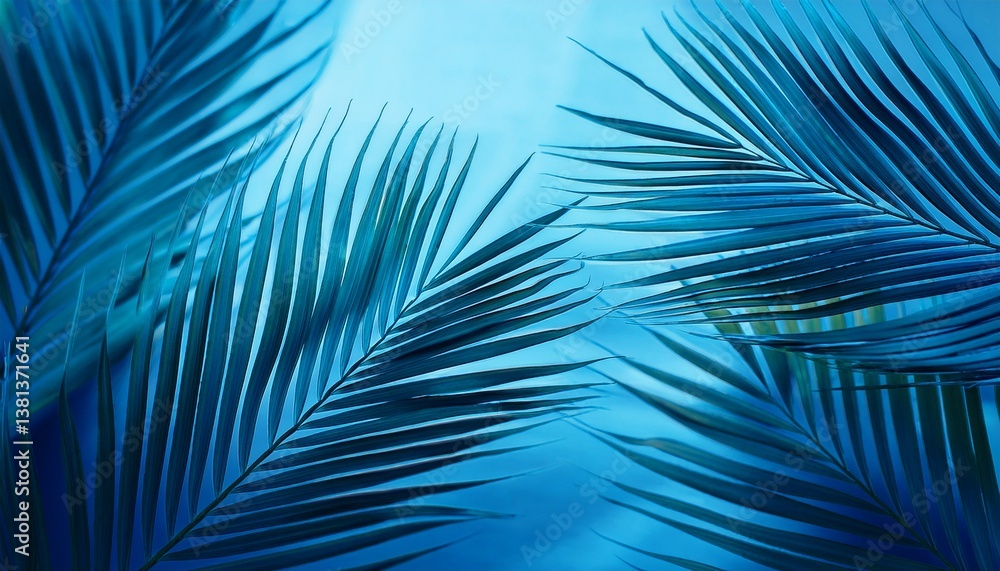 Obraz premium tropical palm leaf abstract blue background