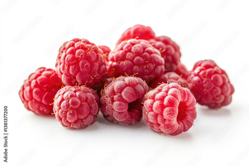 A close up view of a pile of ripe red raspberries A close up view of a pile of ripe red raspberries