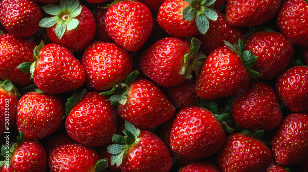 Fresh Ripe Strawberries Background - Summer Harvest of Healthy Juicy Red Berries for Seasonal Recipes and Natural Snacking Fresh Ripe Strawberries Background - Summer Harvest of Healthy Juicy Red Berries for Seasonal Recipes and Natural Snacking