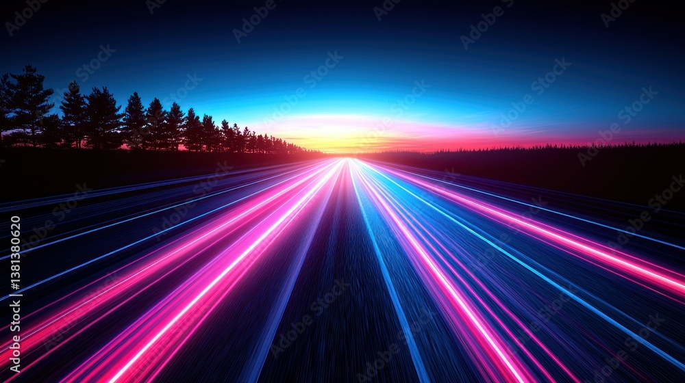 Neon Highway Sunset: A Journey into the Future Neon Highway Sunset: A Journey into the Future