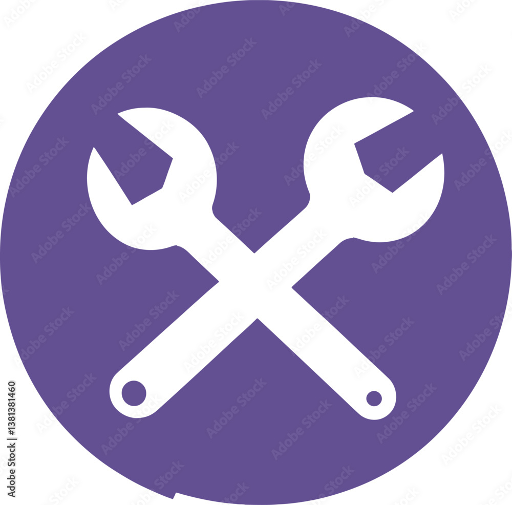 Wrench repair tool icon service maintenance symbol fix equipment technical support logo crossed spanner Wrench repair tool icon service maintenance symbol fix equipment technical support logo crossed spanner