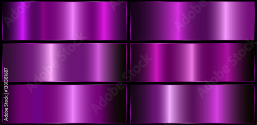 A set of six gradients. on a black background. Metallic texture, shiny background. EPS 10 vector.