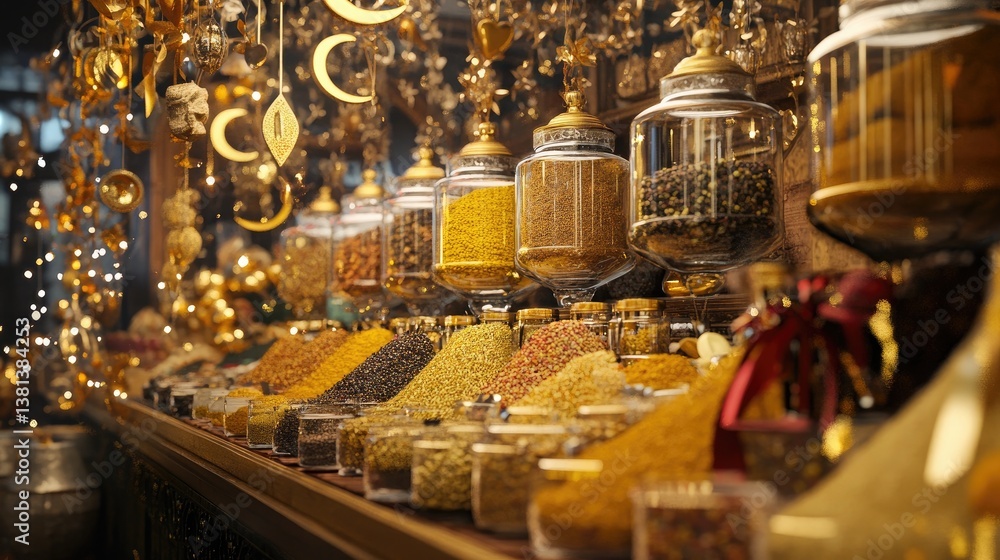 A spice stall with detailed A spice stall with detailed