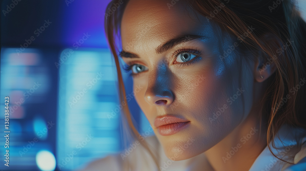 Confident businesswoman analyzing data in professional office Confident businesswoman analyzing data in professional office