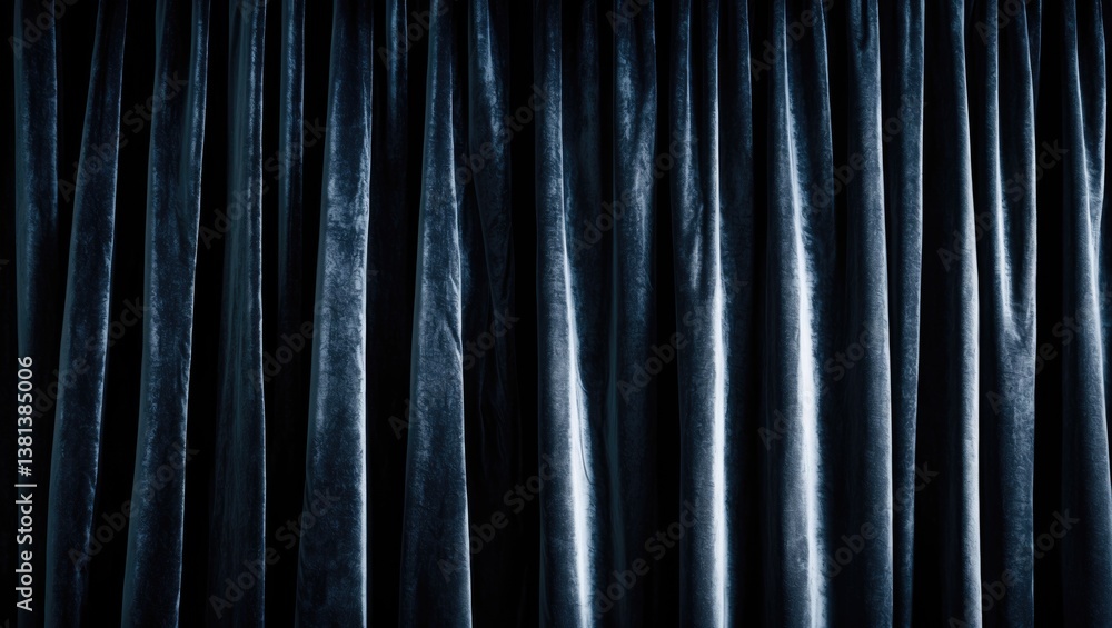 Fototapeta premium Textured background of dark grey curtain featuring numerous folds.