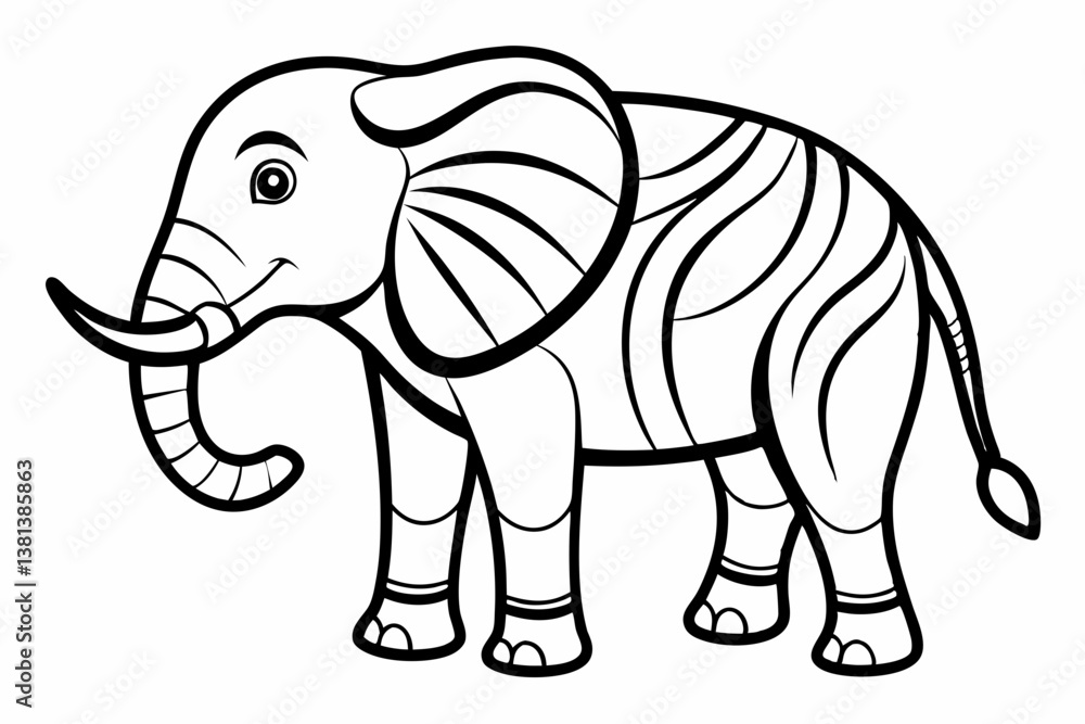 Fototapeta premium coloring page line art the elepent black vector