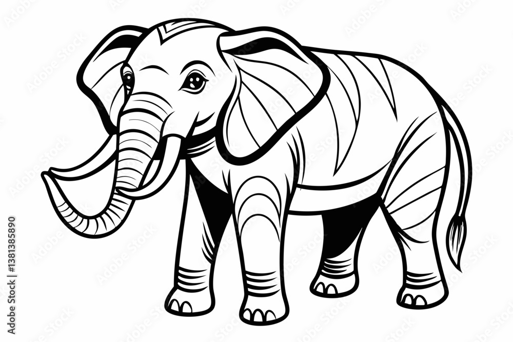 Fototapeta premium coloring page line art the elepent black vector