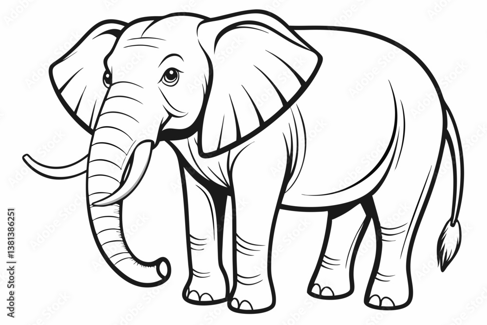 Fototapeta premium coloring page line art the elepent black vector