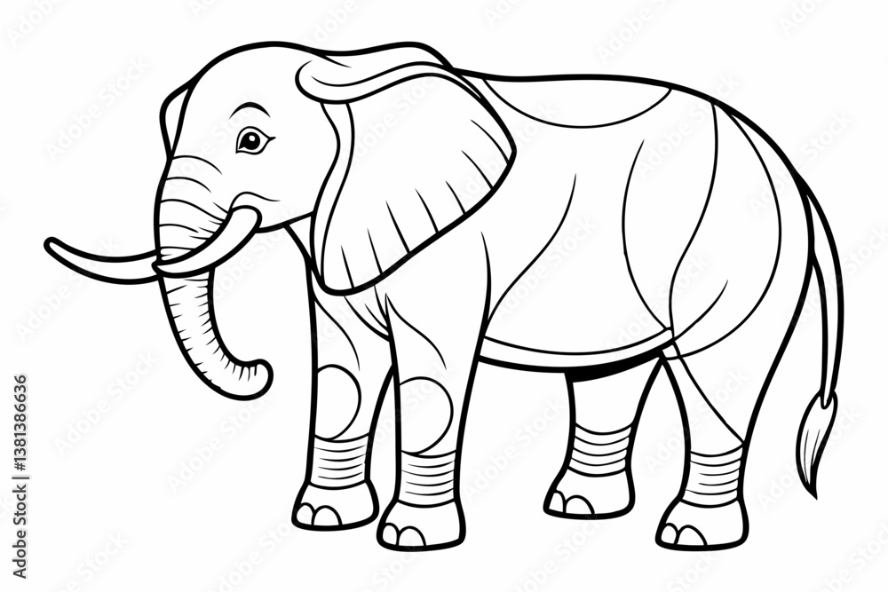 Fototapeta premium coloring page line art the elepent black vector