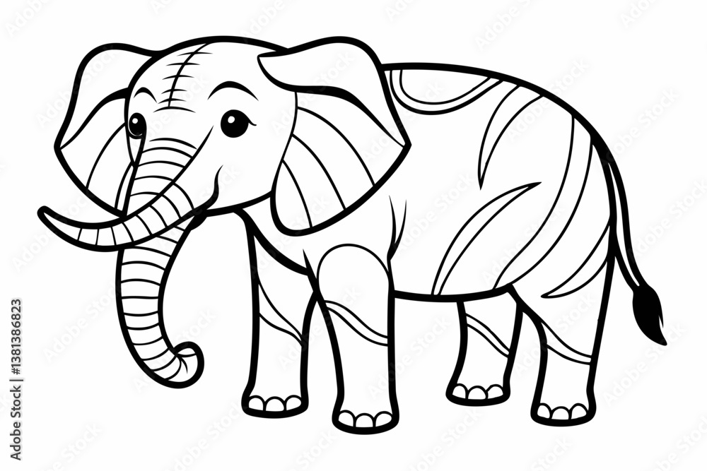 Fototapeta premium coloring page line art the elepent black vector