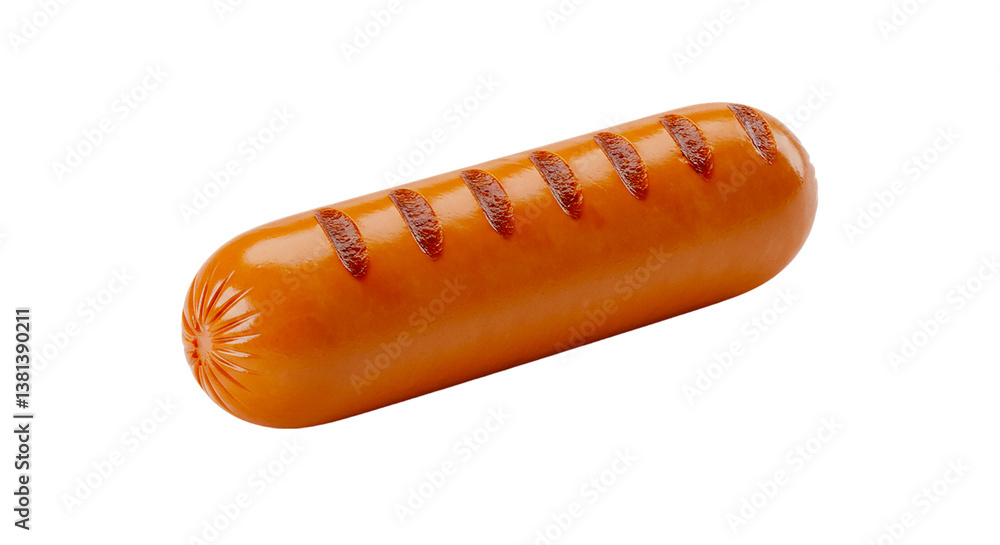 A close up of a grilled sausage with grill marks on a black background in a studio shot style image A close up of a grilled sausage with grill marks on a black background in a studio shot style image