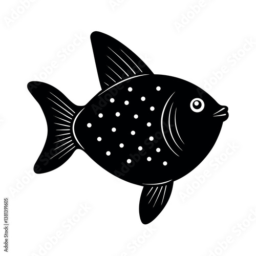 Black and White Sunfish Vector Silhouette

