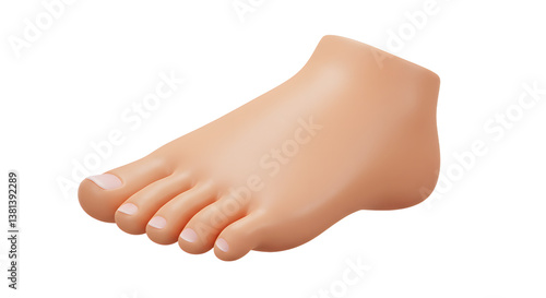 Foot Illustration Showing Toes and Skin Texture on a White Background