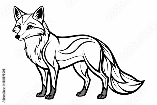 coloring page line art the fox black vector