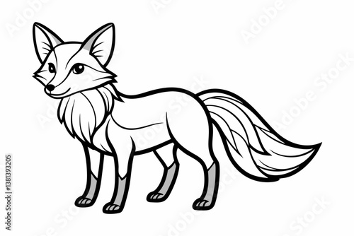 coloring page line art the fox black vector