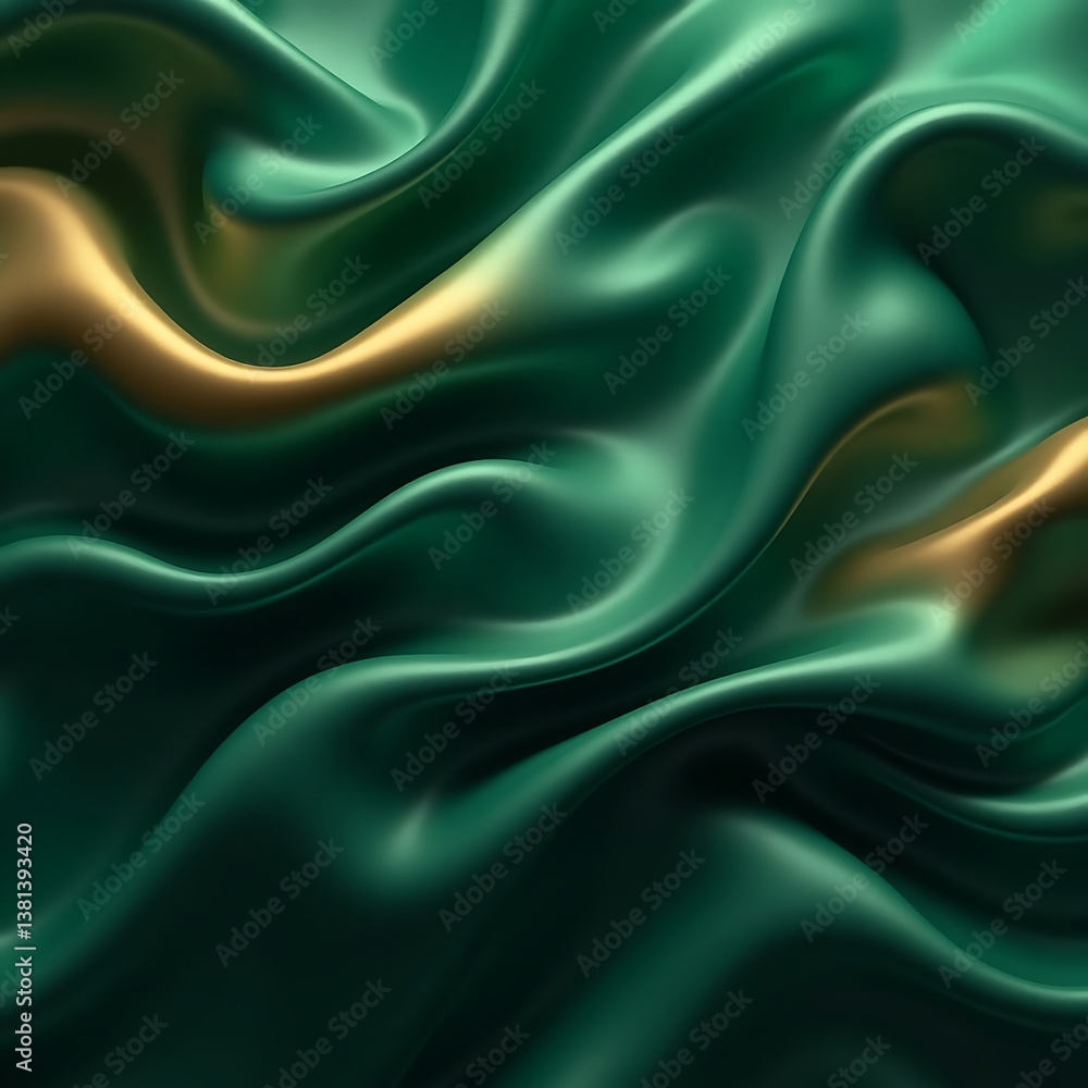 Luxurious emerald green silk fabric, elegantly draped to create smooth, flowing folds with a rich sheen. The texture captures the interplay of light and shadow, emphasizing its soft, opulent feel. Luxurious emerald green silk fabric, elegantly draped to create smooth, flowing folds with a rich sheen. The texture captures the interplay of light and shadow, emphasizing its soft, opulent feel.