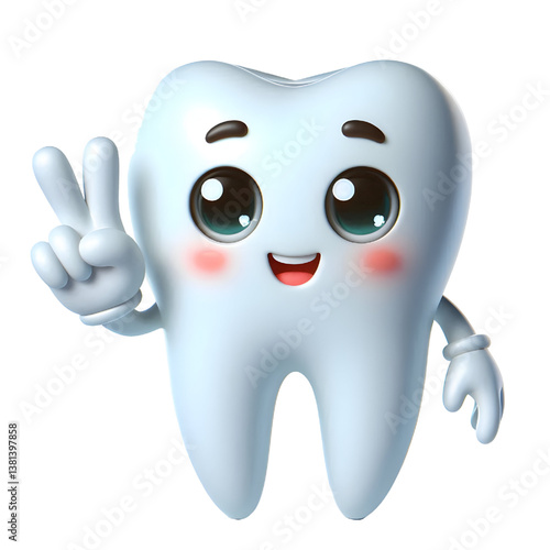 3d cute tooth mascot cartoon character illustration
