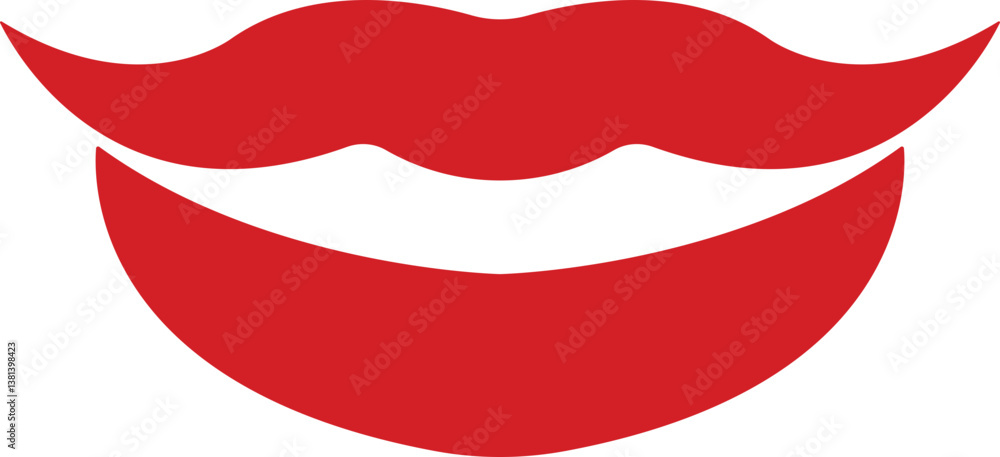 Obraz premium Mouth lips icon in flat woman girl lips shape design kissing Beauty concept. Trendy style isolated on transparent background