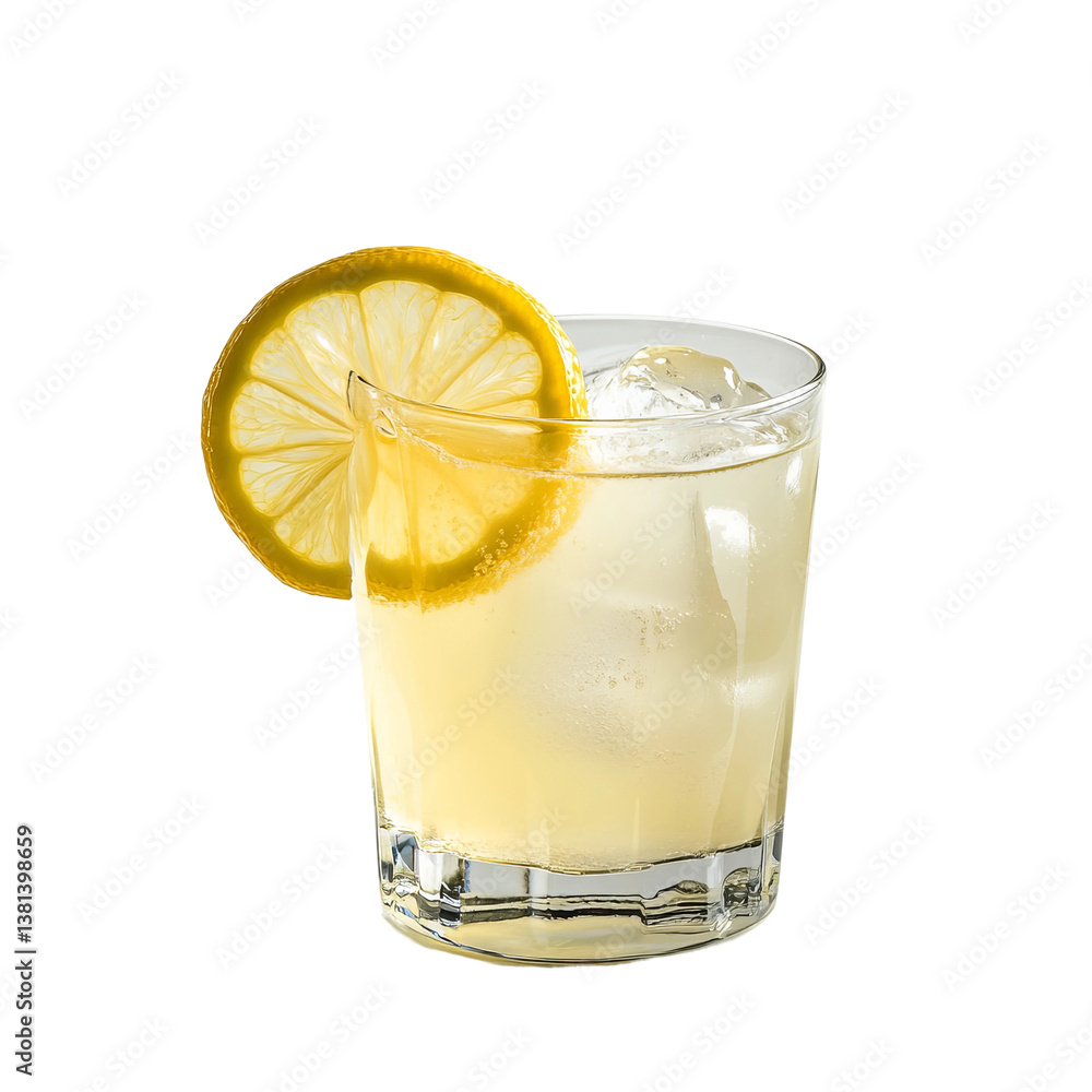 alcoholic lemonade with ice on white background
alcoholic lemonade with ice on white background