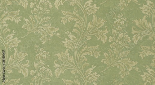 Soft Green Floral Wallpaper with Matte Finish - Elegant, serene, nature-inspired, sophisticated, and calming green wallpaper featuring a soft matte finish and delicate floral patterns