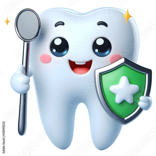 3d cute tooth mascot cartoon character illustration