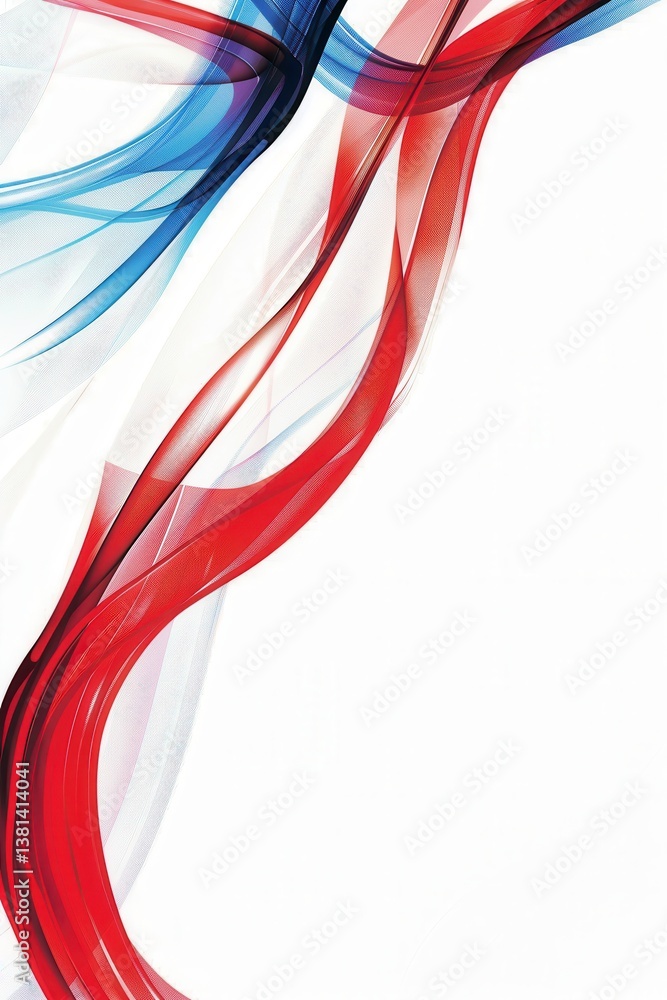 Naklejka premium Abstract Dynamic Red, White, and Blue Wave Pattern with Glowing Neon Effects for Modern Ads