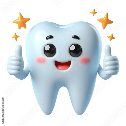 3d cute tooth mascot cartoon character illustration