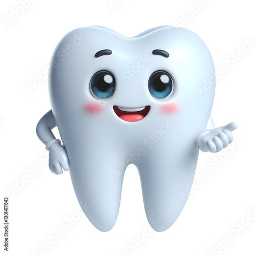 3d cute tooth mascot cartoon character illustration