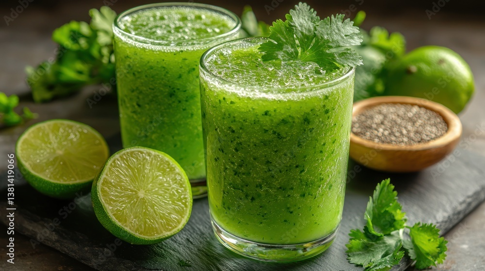 Refreshing green smoothie with cilantro and lime Refreshing green smoothie with cilantro and lime