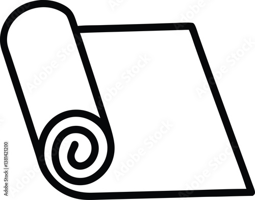Roll of camping or fitness carpet icon vector illustration. yoga mat Line Icon. Carpet roll icon. Foil paper or plastic wrap roll vector symbol. Fitness yoga mat sign and textile rug symbol 