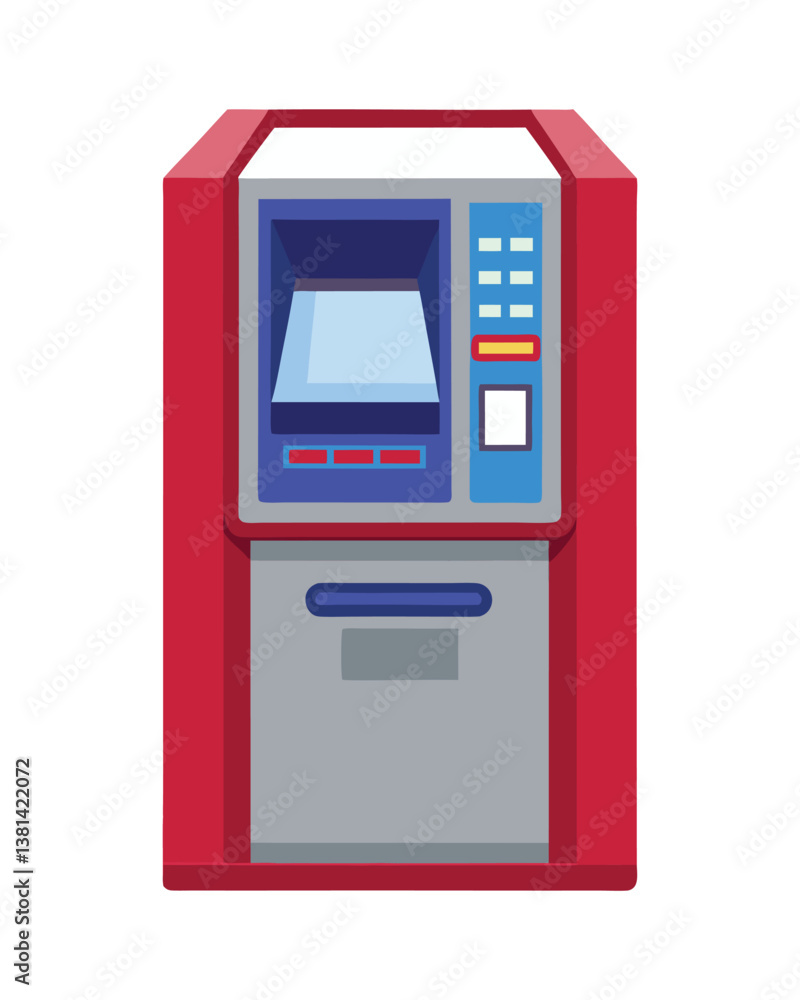 A vector illustration of ATM Machine on white background A vector illustration of ATM Machine on white background