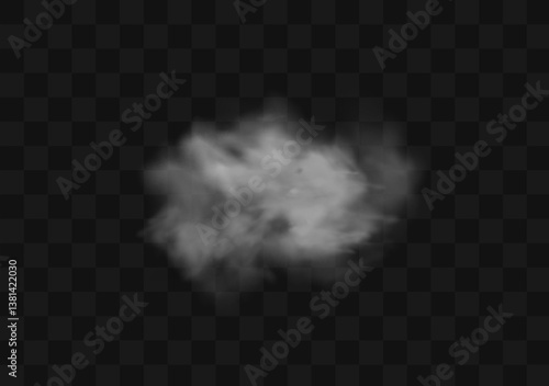 White smoke or fog flow on floor. Large mist in dark room on black background. Smoke on stage studio. White cloud