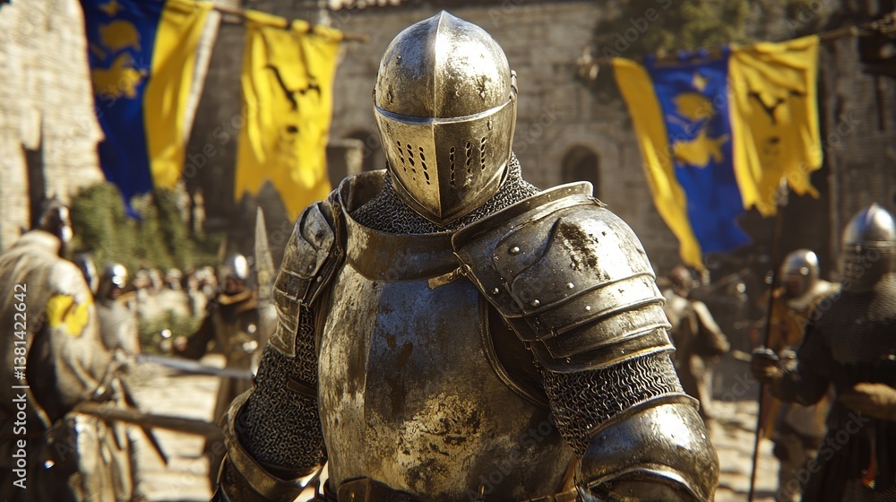In the midst of a medieval setting, a tournament unfolded with knights participating in jousting competitions as the crowd cheered In the midst of a medieval setting, a tournament unfolded with knights participating in jousting competitions as the crowd cheered