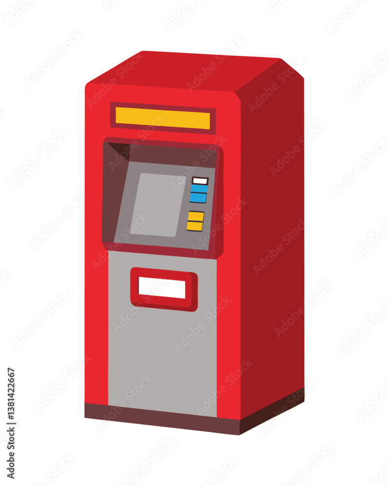 A vector illustration of ATM Machine on white background A vector illustration of ATM Machine on white background