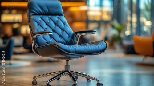 Modern Ergonomic Chair in a Brightly Lit Office Space During Late Afternoon