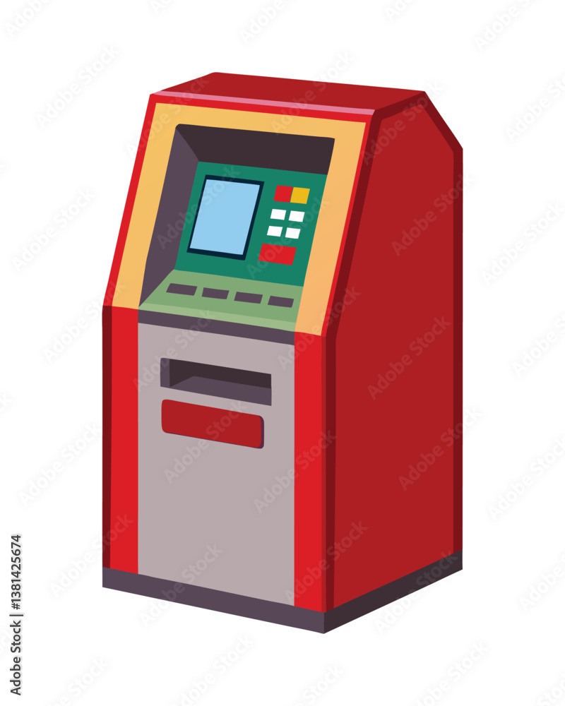 A vector illustration of ATM Machine on white background A vector illustration of ATM Machine on white background