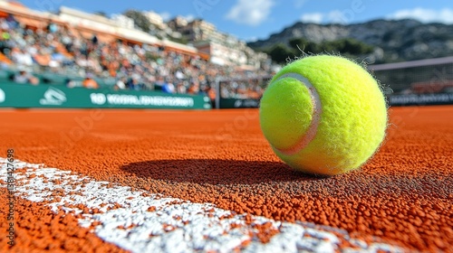 Tennis Ball on Clay Court at Monte-Carlo Masters