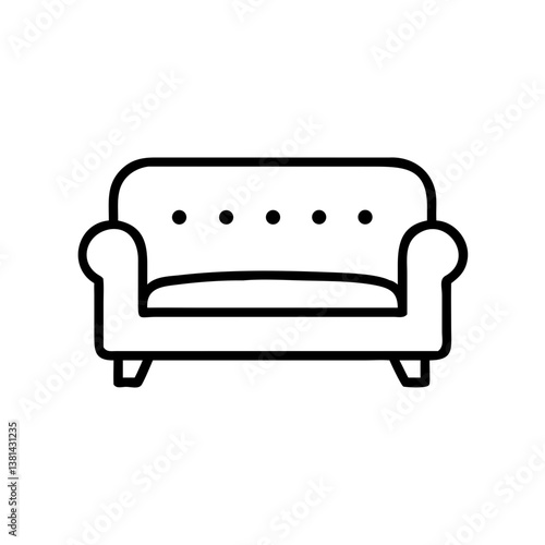 Sofa icon in minimalist line art style