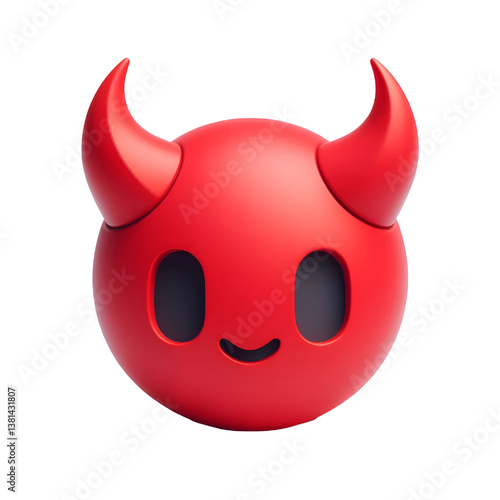 3D Halloween red devil horns. Cutout satan character horns design element isolated on white background