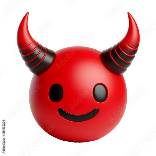 3D Halloween red devil horns. Cutout satan character horns design element isolated on white background