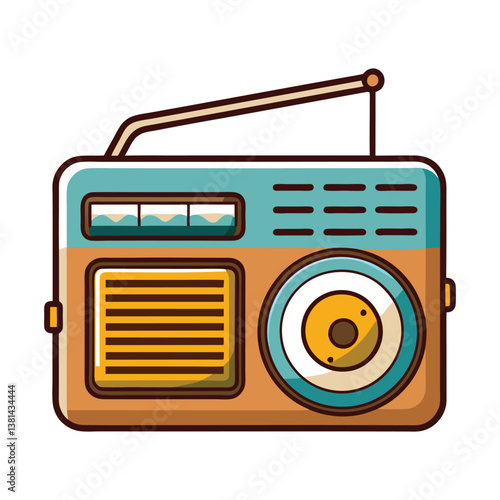 Minimalist Vector Illustration of Retro FM Radio for Vintage Themes
