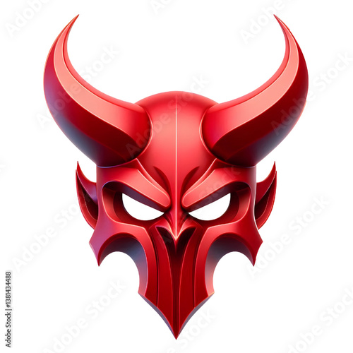 3D Halloween red devil horns. Cutout satan character horns design element isolated on white background